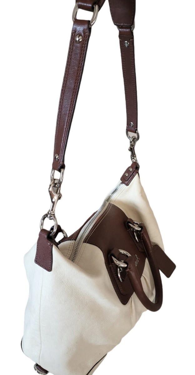 Coach Purse Light Cream & Dark Brown with Removable Shoulder Strap 