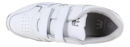 Crown King Mens/Womens White Leather Touch-Fasten Indoor Outdoor Bowls Shoes - Picture 4 of 5