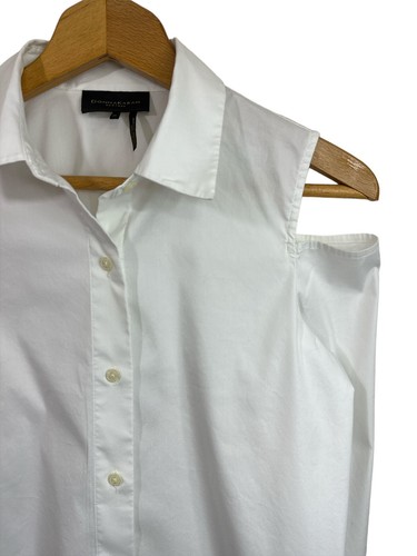 Donna Karan New York White Long Sleeve Cold Shoulder Shirt Blouse Sz XS MSRP$125 - Picture 7 of 12