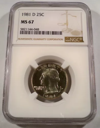 1981-D NGC MS67 WASHINGTON QUARTER 25c MS 67