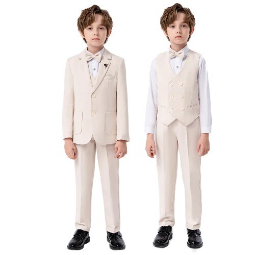 Children Formal Suit Set Boy Blazer Pants Bowtie Clothes Party Performance Show - Picture 2 of 27
