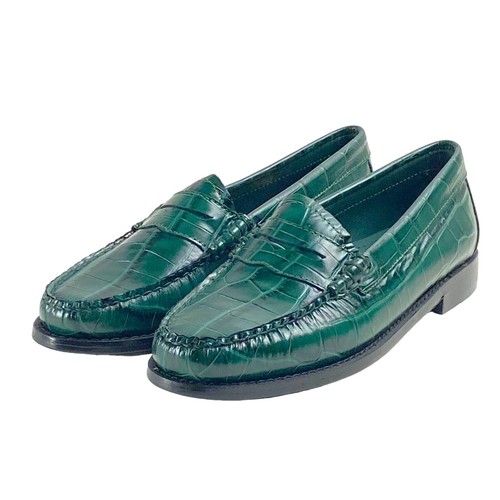 GH Bass Whitney Women's 5M 6M Croc Weejuns Penny Loafer Shoes Emerald Green - Picture 6 of 12