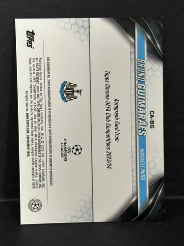 2023-24 Topps Chrome UEFA Club Competitions Bruno Guimaraes Auto Gold /50 - Picture 5 of 5