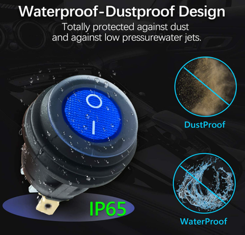 Marine 12V 15A ON/Off SPST Toggle Switch with Blue LED Indicator W/Harness Wires - Picture 5 of 5