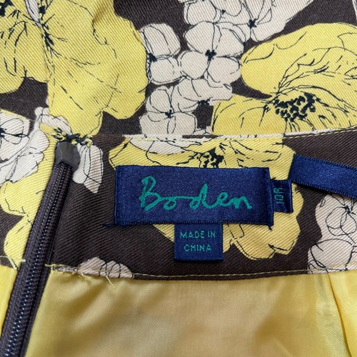 Falda Lápiz Floral Boden Talla US 6 UK 10R Amarillo Marrón Bolsillos Forrada Plisada - Imagen 6 de 13