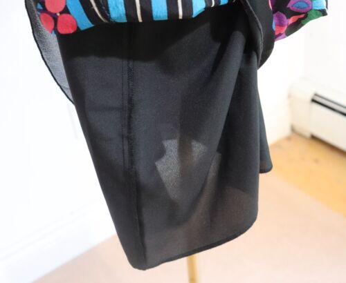 Vintage Y2K Anna Sui Silk Patterned Shift Dress w/ Lace Bell Sleeves Blue Size 4 - Bild 9 von 11