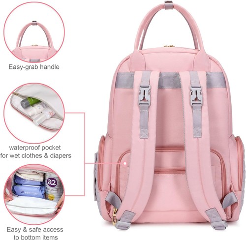 Diaper Bag Backpack Pink Baby Show Gifts For Girl Newborn Must Haves - Picture 5 of 7