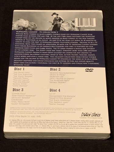 Hopalong Cassidy TV Collection: Vol 2 Black & White (4 Disc Dvd Set) ~New Sealed - Picture 2 of 2