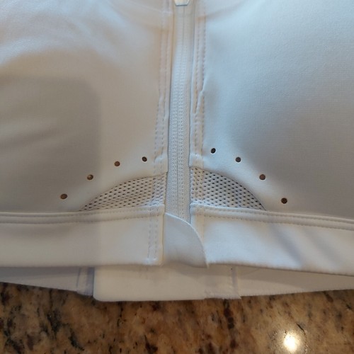NIKE DRI-FIT WOMEN'S MEDIUM (C-E) PADDED CHEST FRONT ZIP WHITE SPORTS BRA MOLDED - Picture 5 of 19