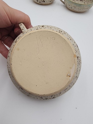 3 pezzi tazze maculate fatte a mano in ceramica artistica da studio firmate JS '19 - Foto 5 di 9