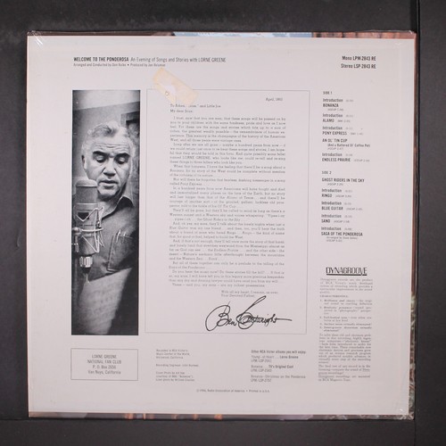 LORNE GREENE: welcome to the ponderosa RCA 12" LP 33 RPM - Picture 2 of 2