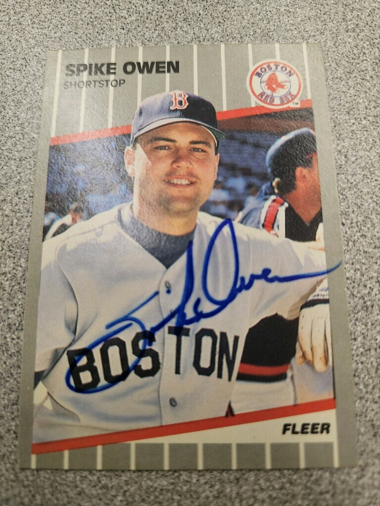 Spike Owen 1989 Fleer - #93 - Authentic Autograph - Boston Red Sox