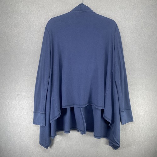 Talbots Sweater Womens Size Large Blue Waffle Open Front Thermal Comfy Hi-Low - Picture 5 of 9