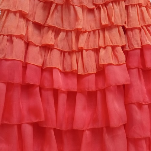 woman clothing summer long dress couture luxury brand orange ruffles pink party - Picture 4 of 12
