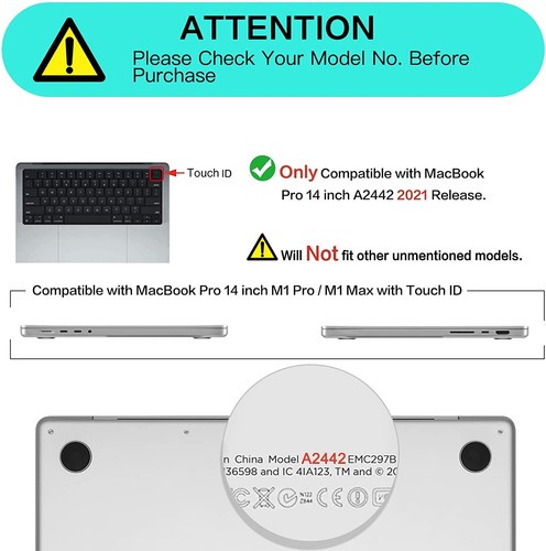 Funda rígida para MacBook Pro 14 2021 16 pulgadas M1 Max A2442 A2485 cubierta de plástico - Imagen 9 de 37