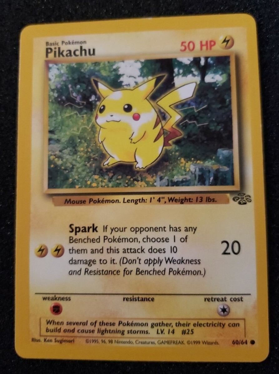 1999 pokemon card pikachu Basic Pokmon PIKACHU Card 1999 - 60/64 - Spark 50 HP - #25