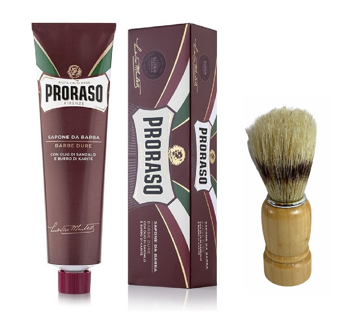 Proraso Shaving Cream, Protective and Moisturizing,5.2 oz (150 ml) RED W Brush