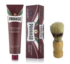 Proraso Shaving Cream, Protective and Moisturizing,5.2 oz (150 ml) RED W Brush