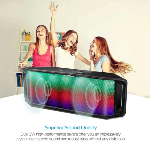Portable Wireless Travel Hiking Stereo Bass Speaker Rechargeable with LED Lights