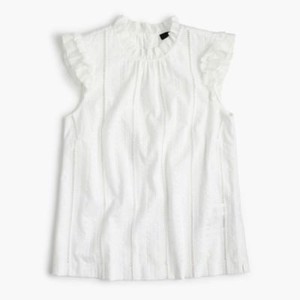 Download J. Crew Petite White Eyelet Ruffle Mock Neck top G9540 sz ...
