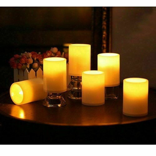 Flicker LED Tea Lights with Timer Pillar Candles Flameless Halloween Xmas Decor - Picture 20 of 25