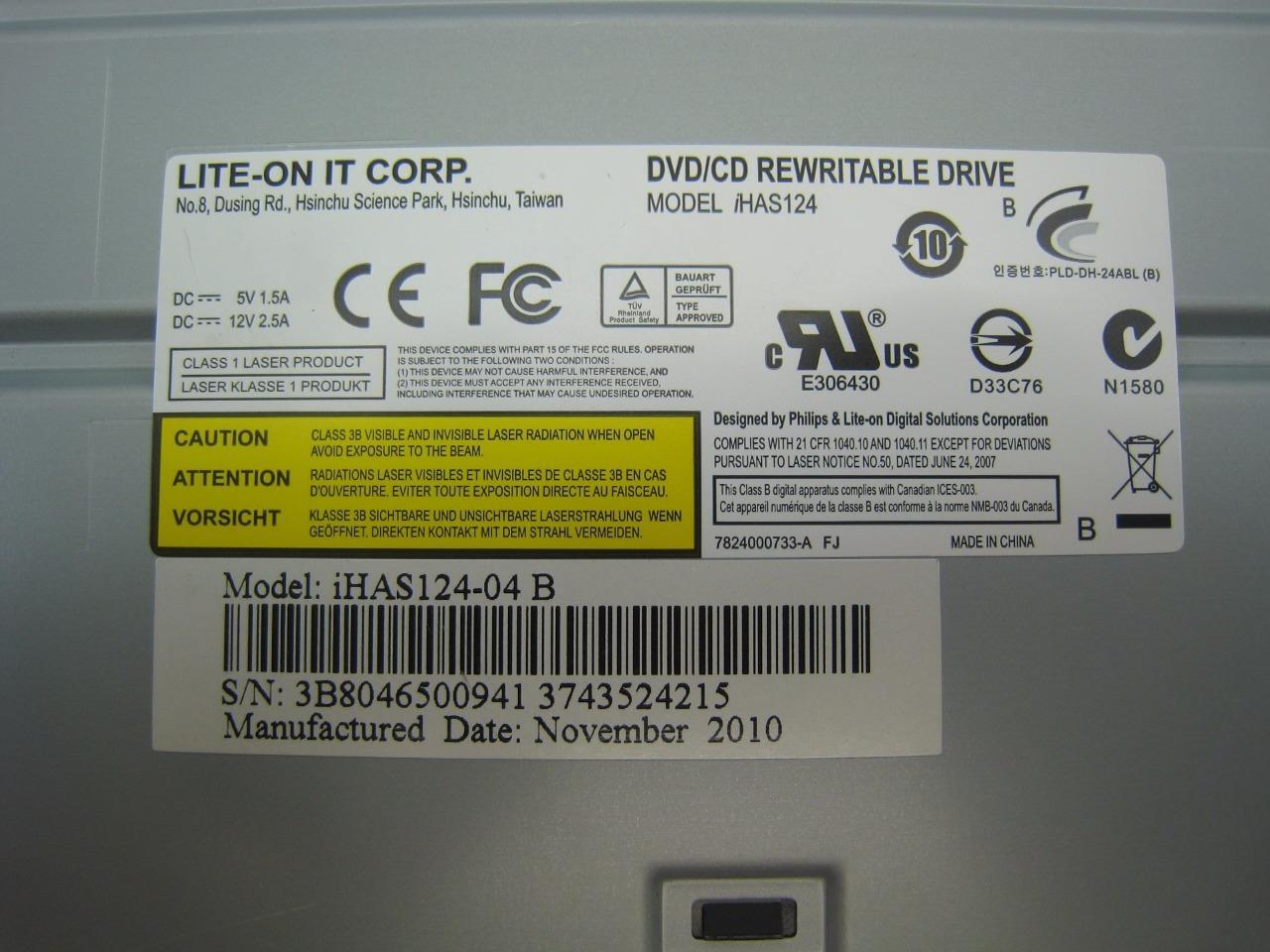 LiteOn iHAS124 24X Dual Layer DVD+/RW Multi Recorder SATA Internal Drive eBay