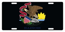 Illinois Chicago Flag Custom License Plate Version Black background Emblem