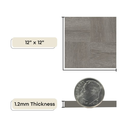 Charcoal Grey 12x12 Inch Peel and Stick Wood Look Vinyl Tiles 45 Tiles - Afbeelding 4 van 10