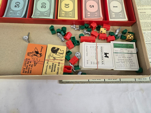 MONOPOLY LIBRARY EDITION BOARD GAME COMPLETE SET VINTAGE 1961 PARKER BROTHERS - Picture 7 of 7