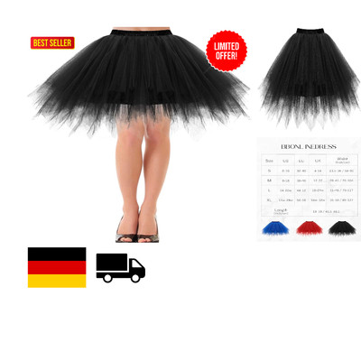 Tutu-Rock mit Innenfutter aus weichem Tüll für Tanz, Ball und Vintage-Style