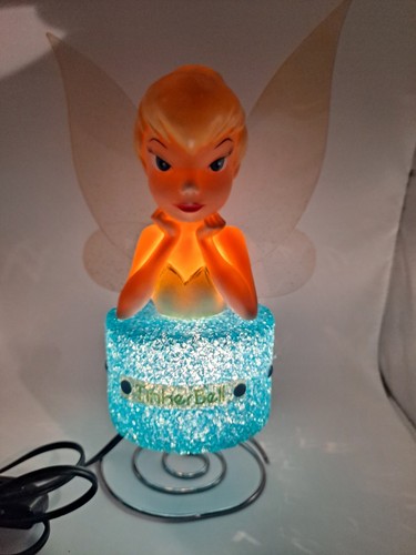 Tinker Bell Night Light 10. 5" Tall w Blue Popcorn Base Lamp Disney Princess Vtg - Picture 7 of 9