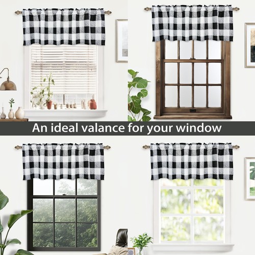 Halbtransparenter Büffel Karo Karo Volant Vorhang für Küche Fenster Bauernhaus - Bild 21 von 36