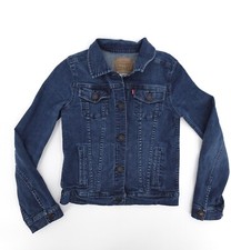 Levis Denim Jacket Teen Girls Large 12-13Yrs Blue Jean Button Classic Crop