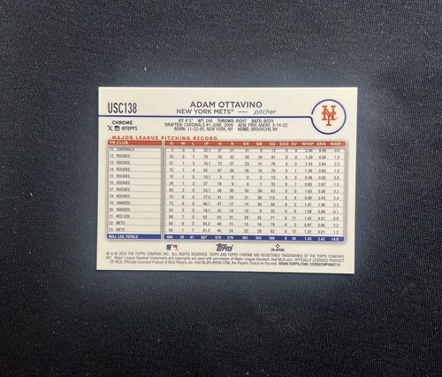 ADAM OTTAVINO 2024 Topps actualización cromada #USC138 refractor de oro/50 New York Mets - Imagen 4 de 4