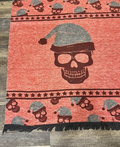 Vintage Christmas Throw Santa Skull Hat Dual Side Holiday Blanket Halloween - Picture 11 of 18