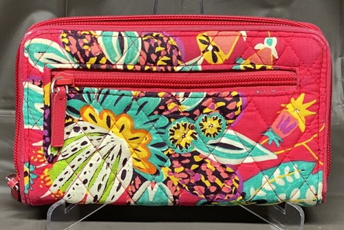 Vera Bradley Georgia Turnlock Geldbörse Rumba Muster umlaufender Reißverschluss rot Blumen gesteppt - Bild 3 von 11