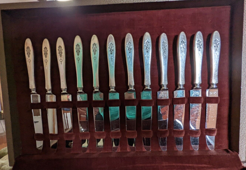 Set argenteria piastra comunitaria con custodia in legno e porzioni - Foto 3 di 12