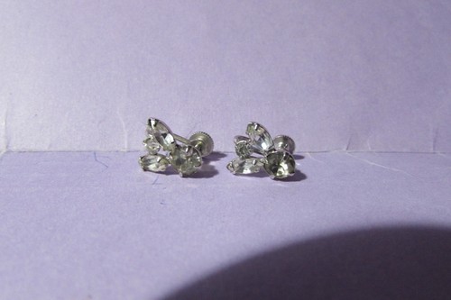 Vintage CORA Clip Schraubverschluss Ohrringe ca. 1/2" Strasssteine - Bild 5 von 5