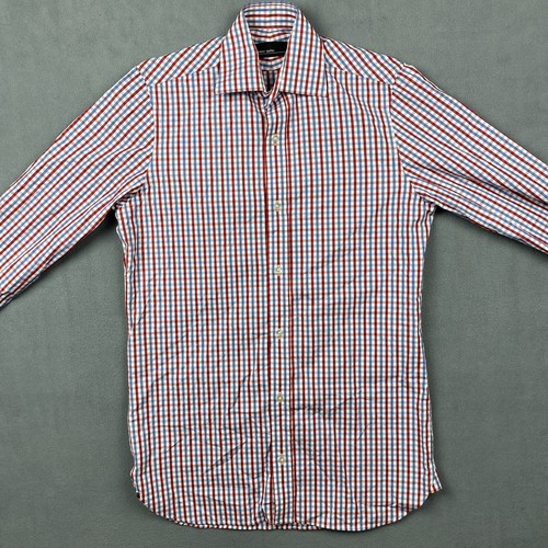 Walker Slater Shirt Men's 38 White Red Plaid Check Button Up Cotton Long Sleeve - Picture 2 of 11
