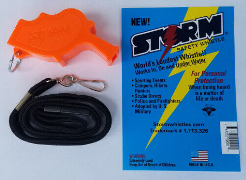 STORM Whistle ORANGE with BREAKAWAY LANYARD - Picture 1 of 4