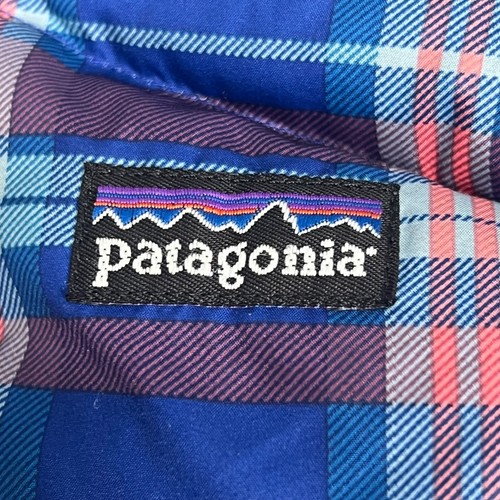Patagonia Goose Down Filled Puffer Vest Youth Medium? Blue Plaid - Picture 12 of 19