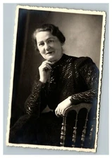 Vintage Early 1905 RPPC Photo of Woman in Lace Dress