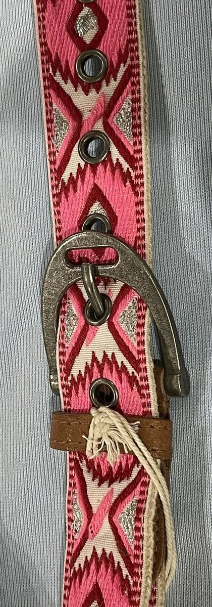 Free People MOVING TO MARS Handmade Belt Pink + Red Cotton 