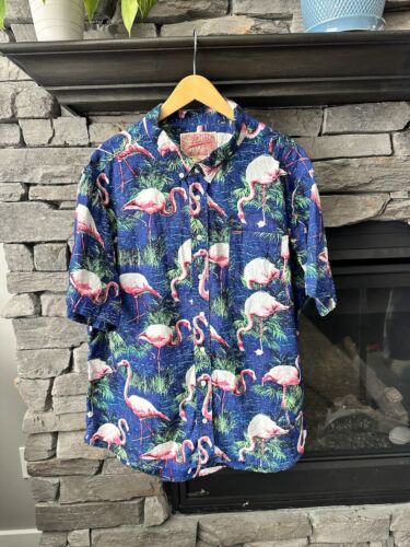 Trademark Brooklyn Cloth 3XL 100% Cotton Blue Pink Flamingo Hawaiian Shirt