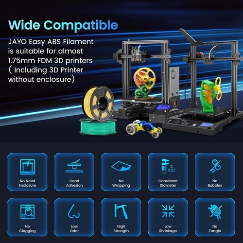 JAYO Easy ABS grau 1,75 mm 3D Drucker Filament 650G Niedertemperatur kein Verziehen - Bild 6 von 8