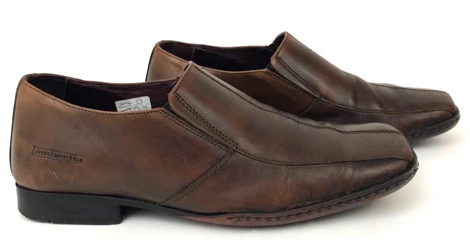 Мужские кожаные мокасины Lambretta без застежек размер UK41 / US 8 коричневые - Изображение 2 из 4