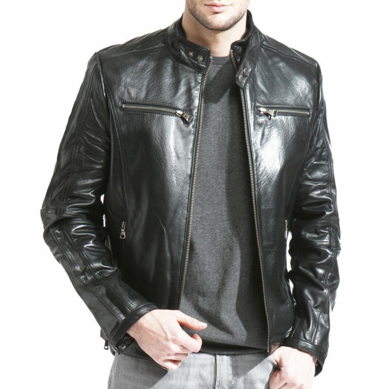 Men's Genuine Cowhide Leather Black Vintage Motorcycle Biker Men's Genuine Cowhide Leather Black Vintage Motorcycle Biker