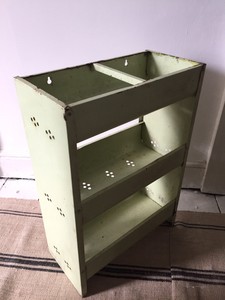 Antique-French-Pantry-Kitchen-Metal-Storage-Shelving-Display-Sage-Green-Rustic