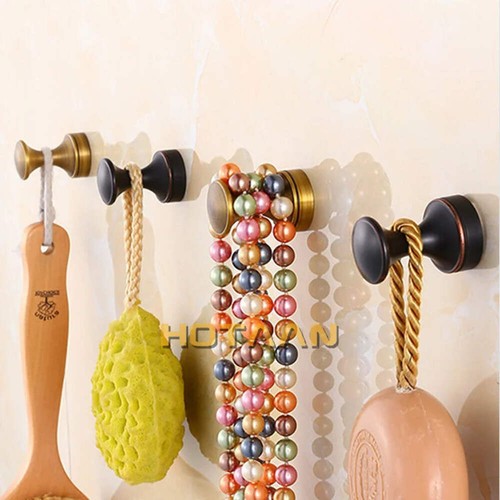 Vintage Brass Wall Hook Robe Clothes Rack Hanger Copper Bathroom Accessory - Picture 2 of 10