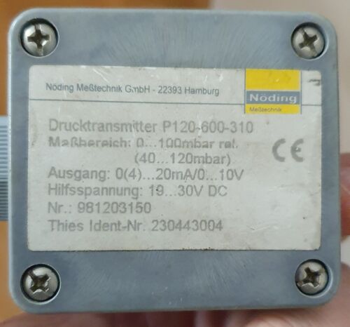 NÖDING pressure transmitter P120-600-310 / 0-100mbar / 4-20mA / 0-10V - Picture 2 of 4